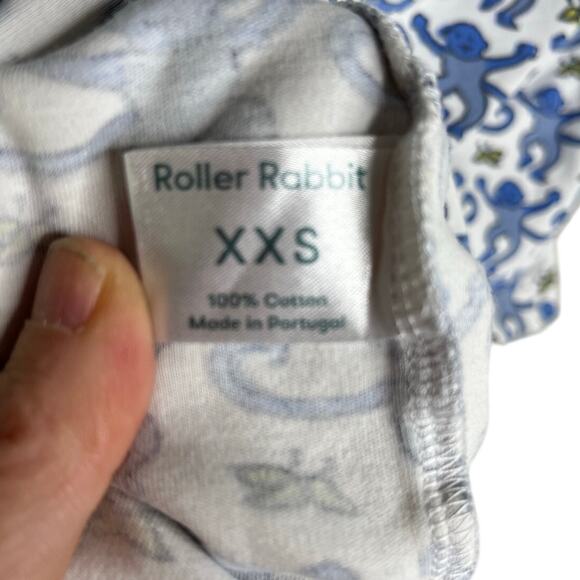 Roller Rabbit Sleepwear Pajama Set Womens XXS Blue Monkey Banana Short Sleeve - Picture 9 of 12